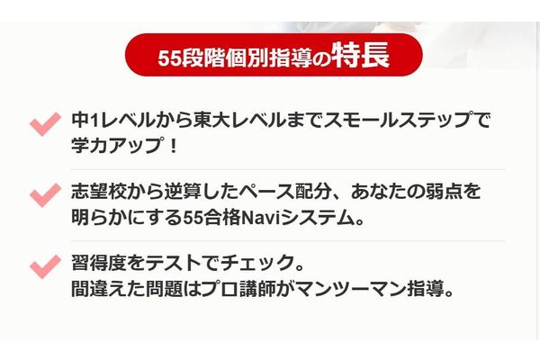 55段階個別指導の特長