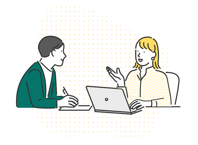 できるだけ取材を行い、一次情報をもとにした発信を心がけていますのイラスト